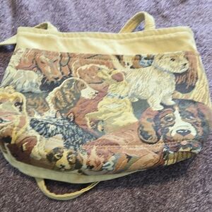 Yellow Canine Tapestry Shoulder Bag